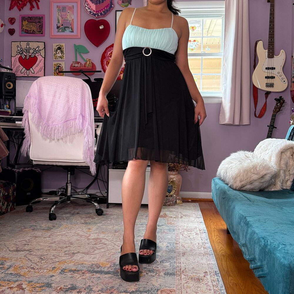 Vintage Y2K black and blue midi dress dress